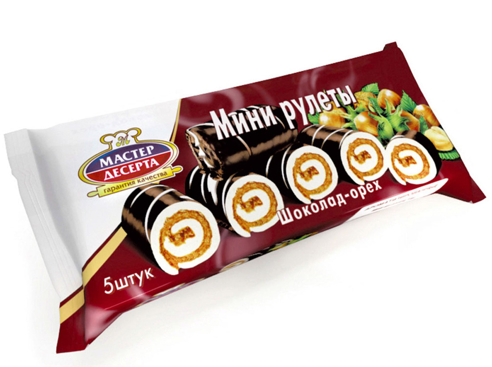 Мини-рулеты бисквитные шоколадно-ореховые (5шт) Мастер десерта, 175г  #1