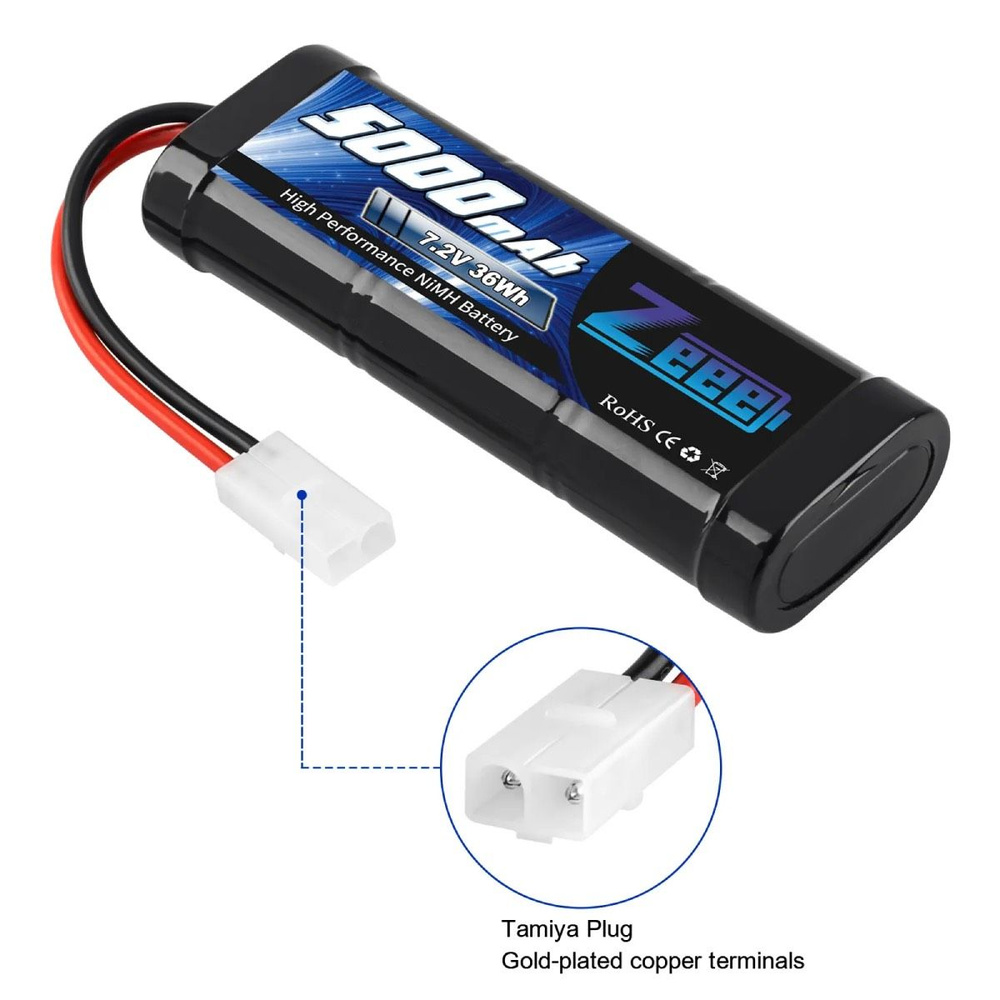 Аккумулятор для радиоуправляемой машинки 7.2V Ni-Mh 5000mah разъем ...