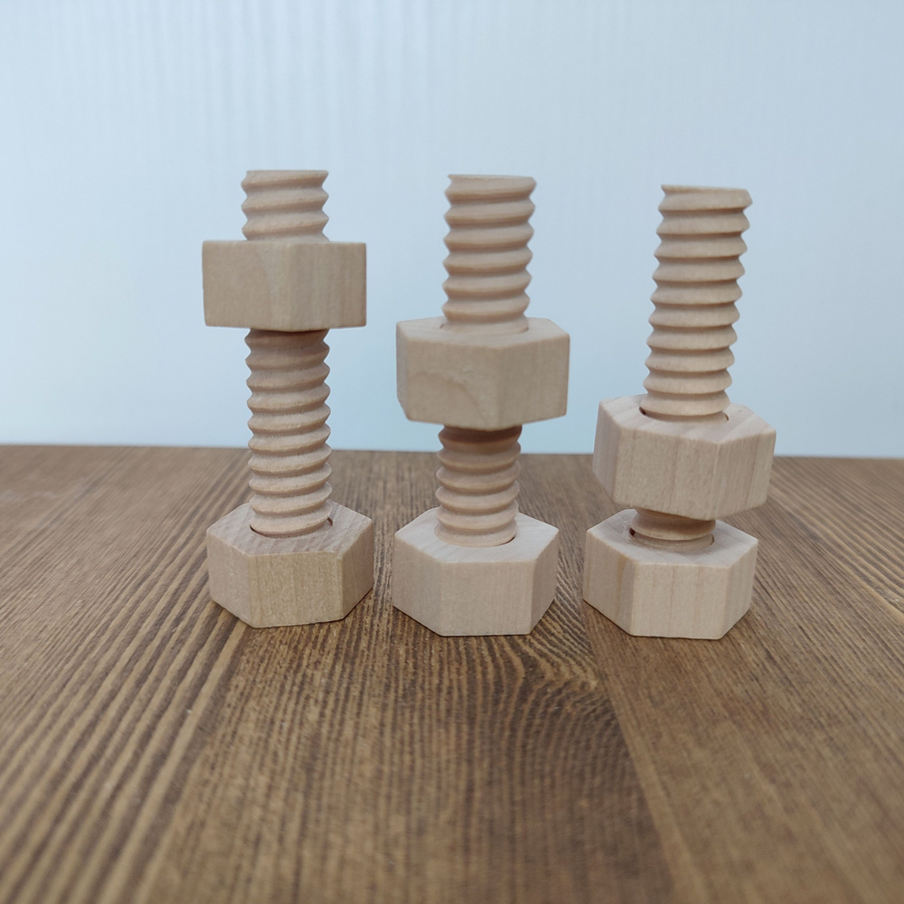 Деревянный болт, винт с гайкой, 3 шт., мелкая моторика, антистресс ...