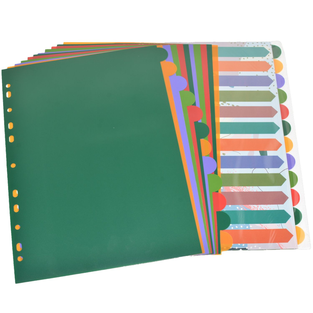 Разделители листов для папок А4 пластиковые 2 упаковки по 12 цветных ...