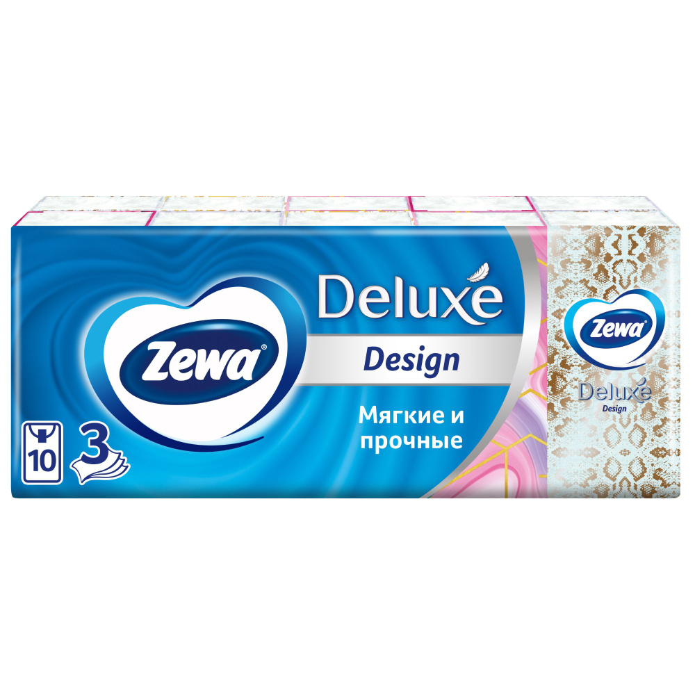 Платочки Zewa (Зева) бумажные Deluxe Design 10 шт. 10 упак. - купить с ...