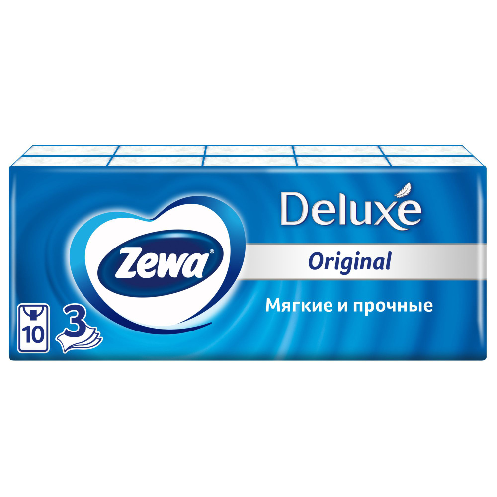 Платочки Zewa (Зева) бумажные Deluxe 10 шт. 10 упак. - купить с ...