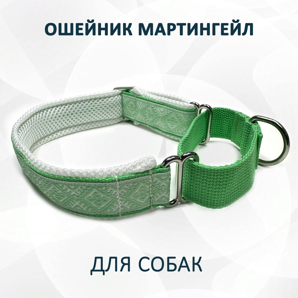 Ошейник для собак мартингейл (полуудавка) "Салатовые узоры". S - купить ...