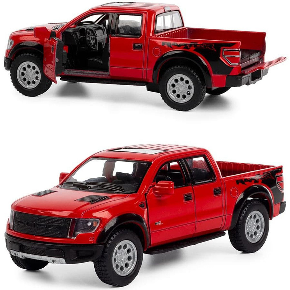 Машинка металлическая Kinsmart 1:46 2013 Ford F-150 SVT Raptor SuperCrew KT5365D инерционная / Красный #1