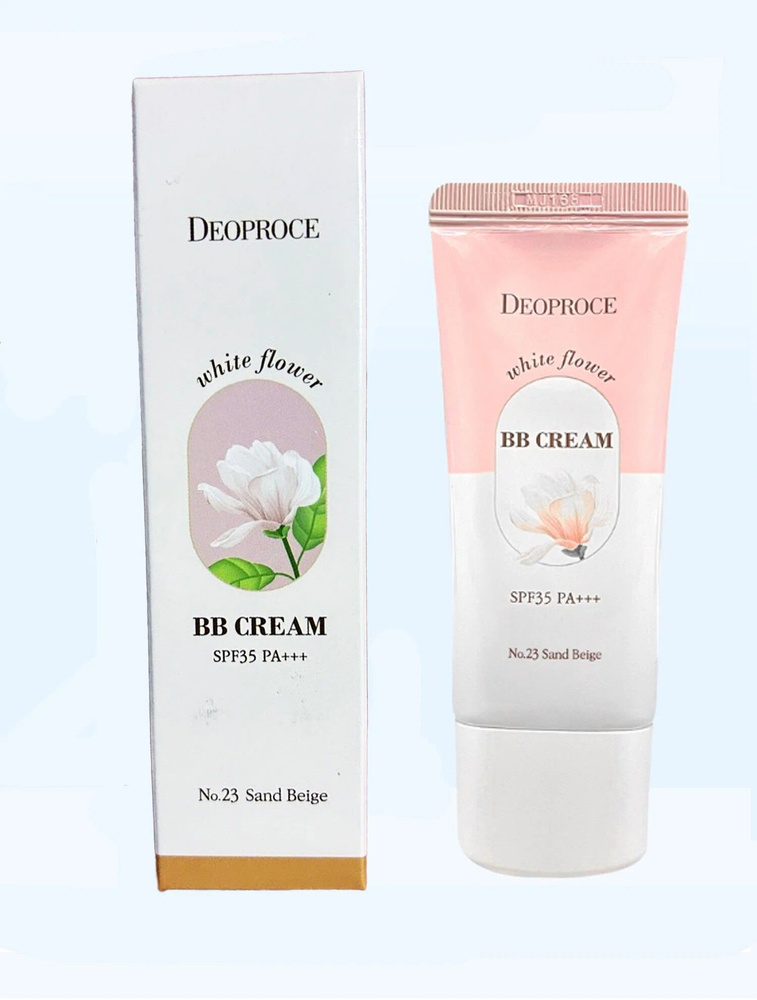 Солнцезащитный ББ-крем для лица с экстрактами белых цветов DEOPROCE WHITE FLOWER BB CREAM SPF35 PA+++ #1