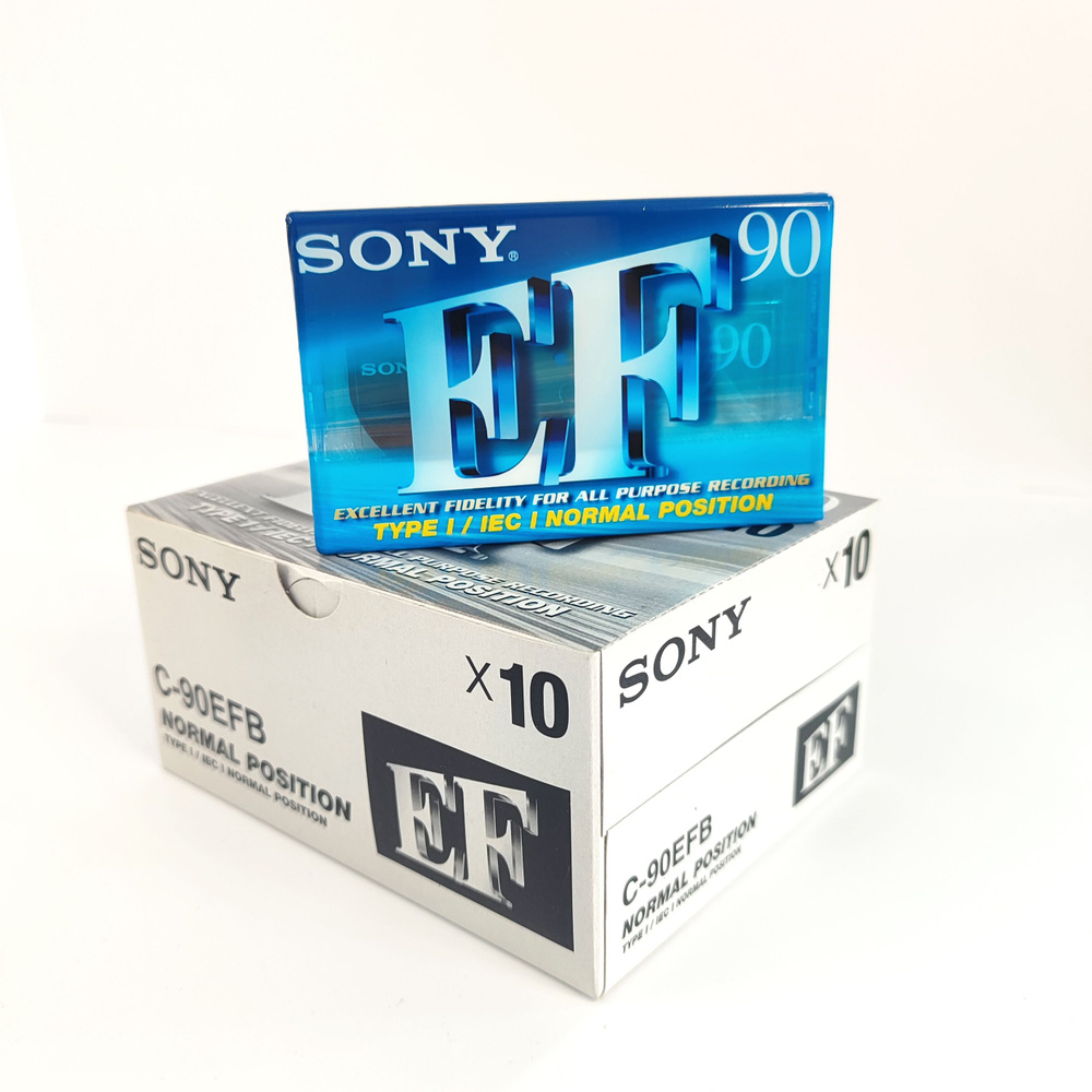 Аудиокассета Блок аудиокассет Sony EF 90 (10 штук) C-90EFB Normal ...