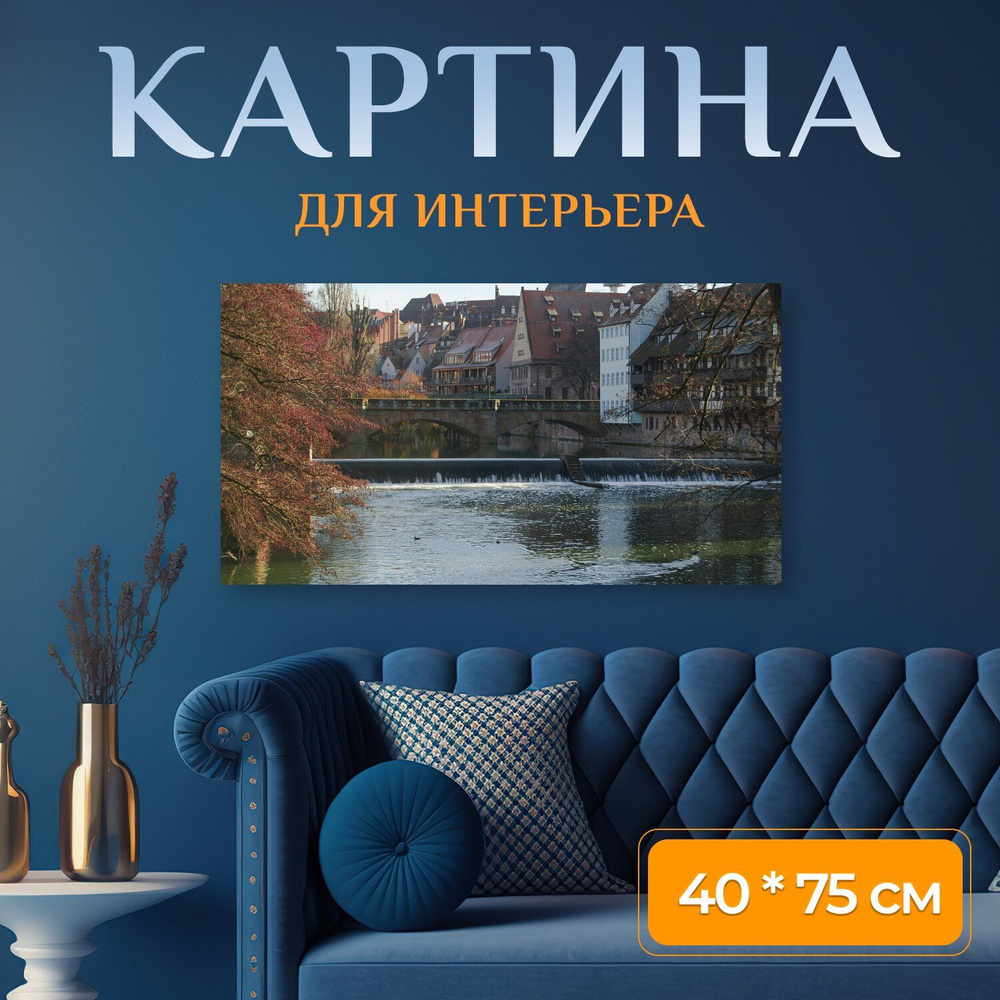 LotsPrints Картина "Река, парк, природа 51" 40x75 см #1