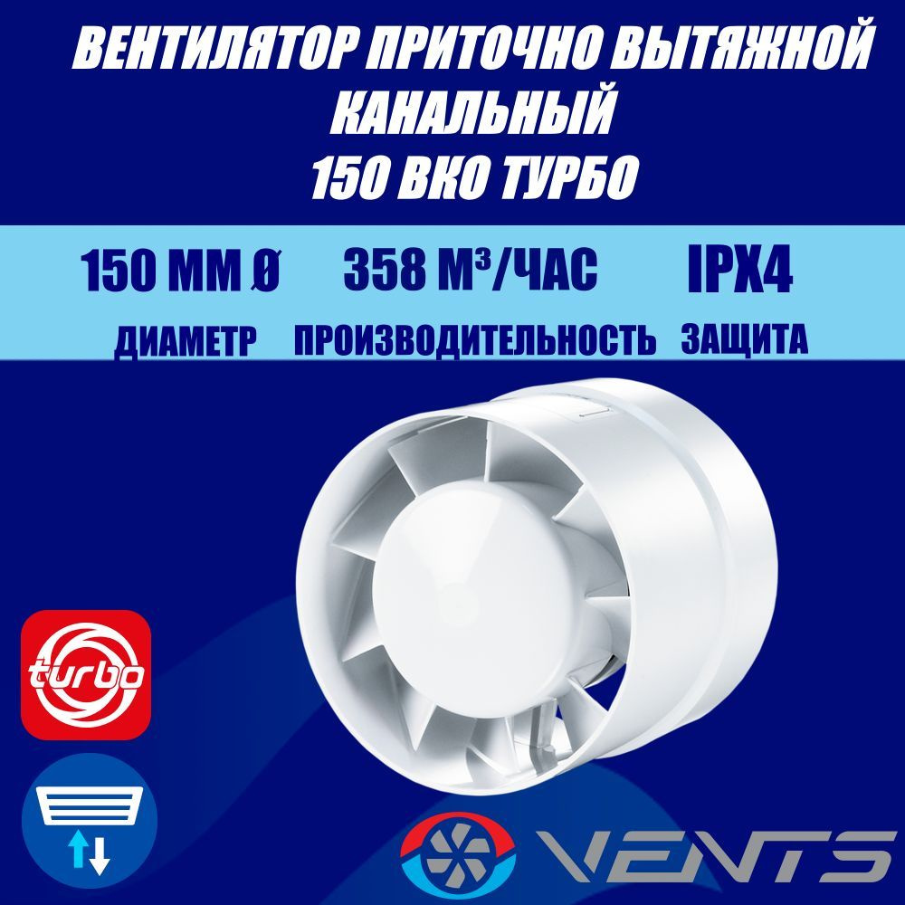Вентилятор приточно-вытяжной Вентс 150 ВКО Турбо #1