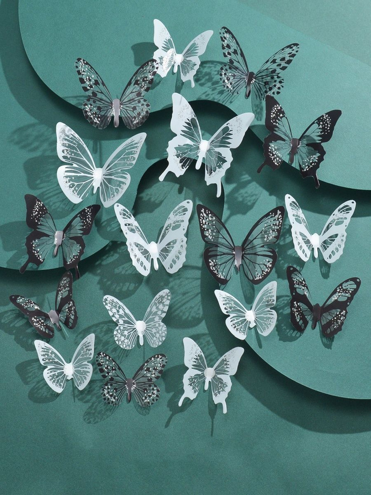 Наклейки бабочки 3D для декора и украшения дома #1