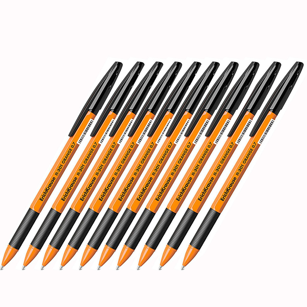 Ручка шариковая 10 шт ErichKrause R-301 Stick&Grip Orange 0.7, цвет чернил черный  #1