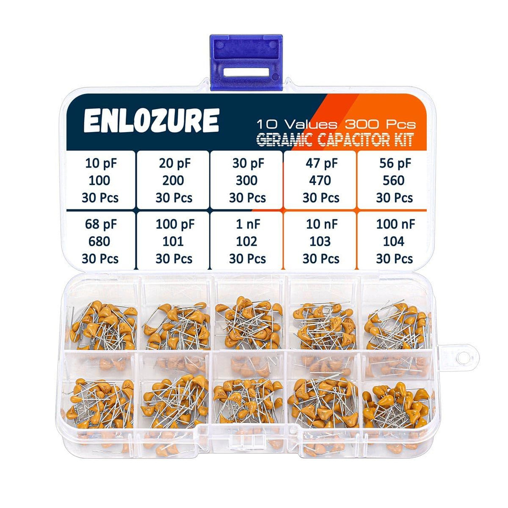 ENLOZURE 300 Шт 10 значений 10 пФ-100 нФ Многослойный монолитный ...