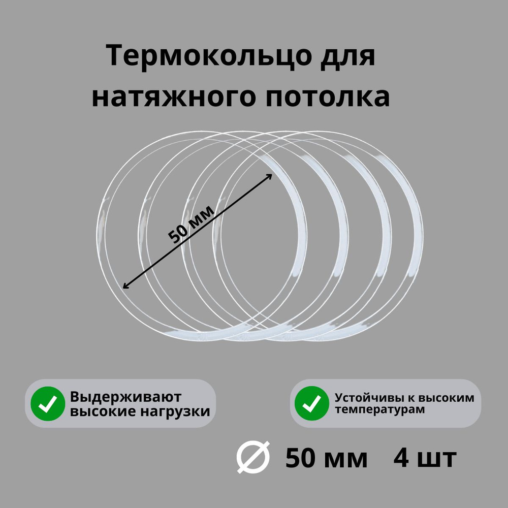 Термокольцо прозрачное для натяжного потолка диаметр 50 мм 4 шт  #1