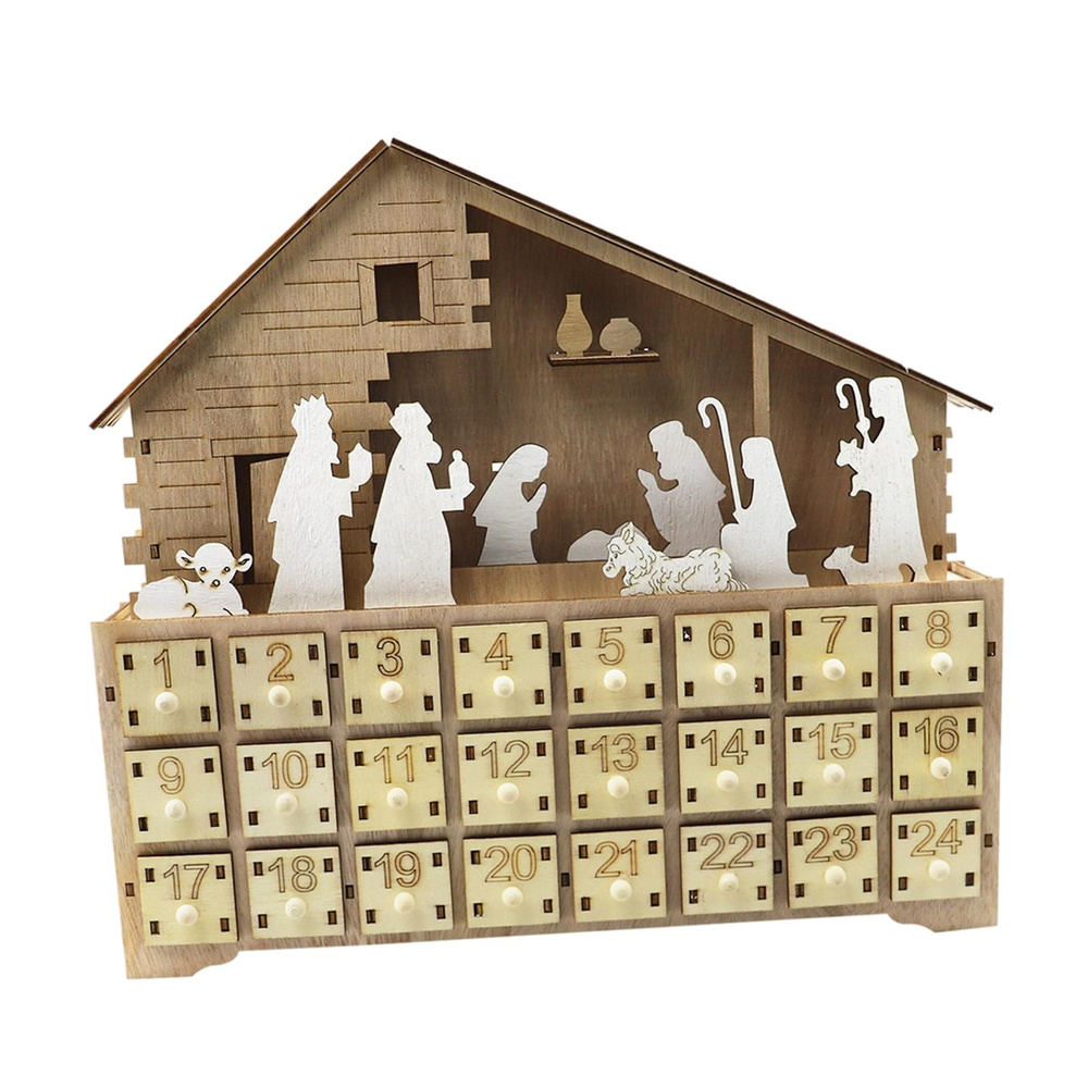 Рождественский деревянный адвент-календарь с выдвижными ящиками 34 ...