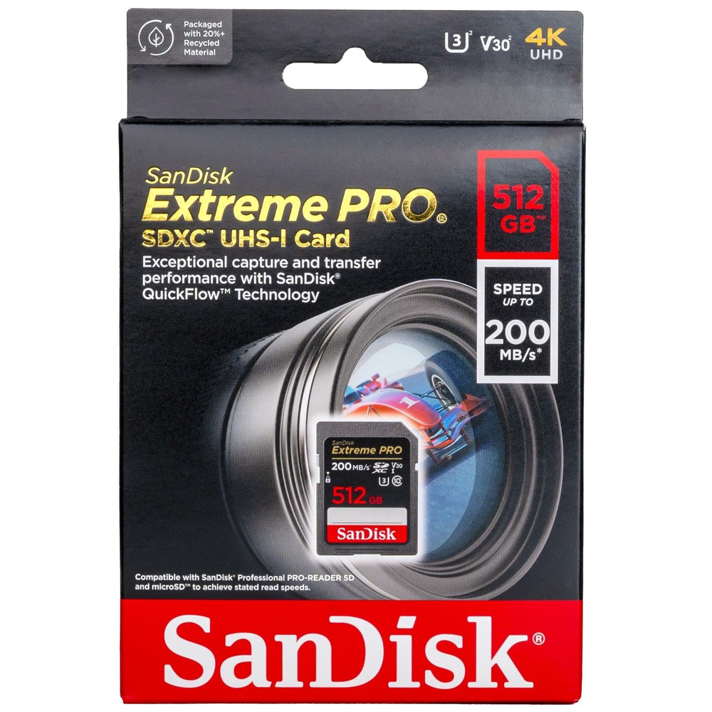 Карта памяти SanDisk Extreme PRO SDXC 512 ГБ Class 10 UHS-I V30, 200/140 Мб/с. Товар уцененный  #1