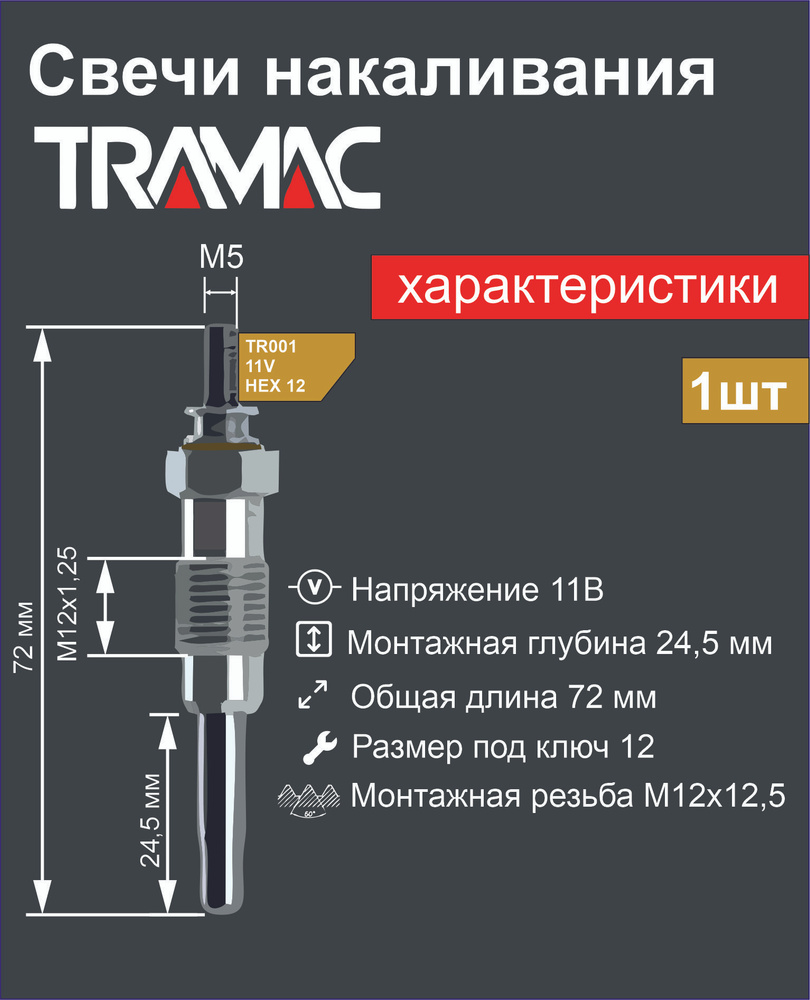 Свеча накаливания Tramac TR001 - купить по выгодным ценам в  интернет-магазине OZON (1149891133)