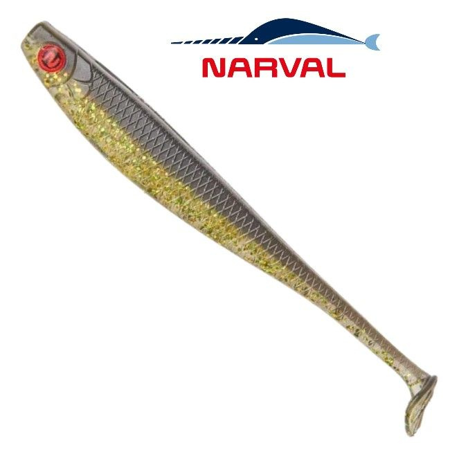 Приманка силиконовая Narval Fishing Skinny 8cm цв. #047-Black Gold / Виброхвост Нарвал на судака, щуку, #1