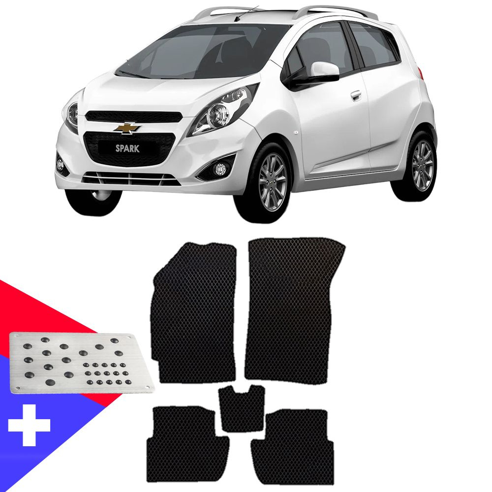 Коврики в салон автомобиля CHEVROLET SPARK M300 2009-2015, цвет черный -  купить по выгодной цене в интернет-магазине OZON (691567043)