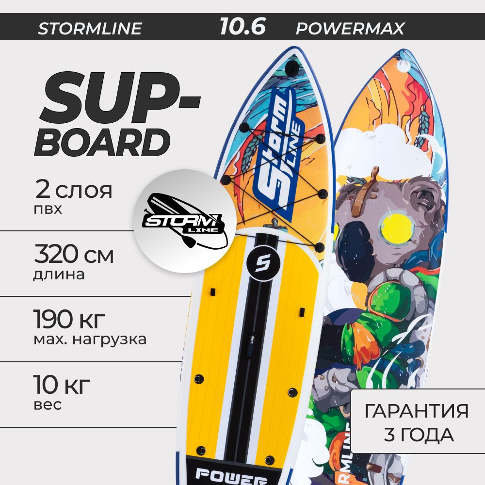 SUP-доска Stormline PowerMax 10.6 надувная, голубая, спортивная для ...
