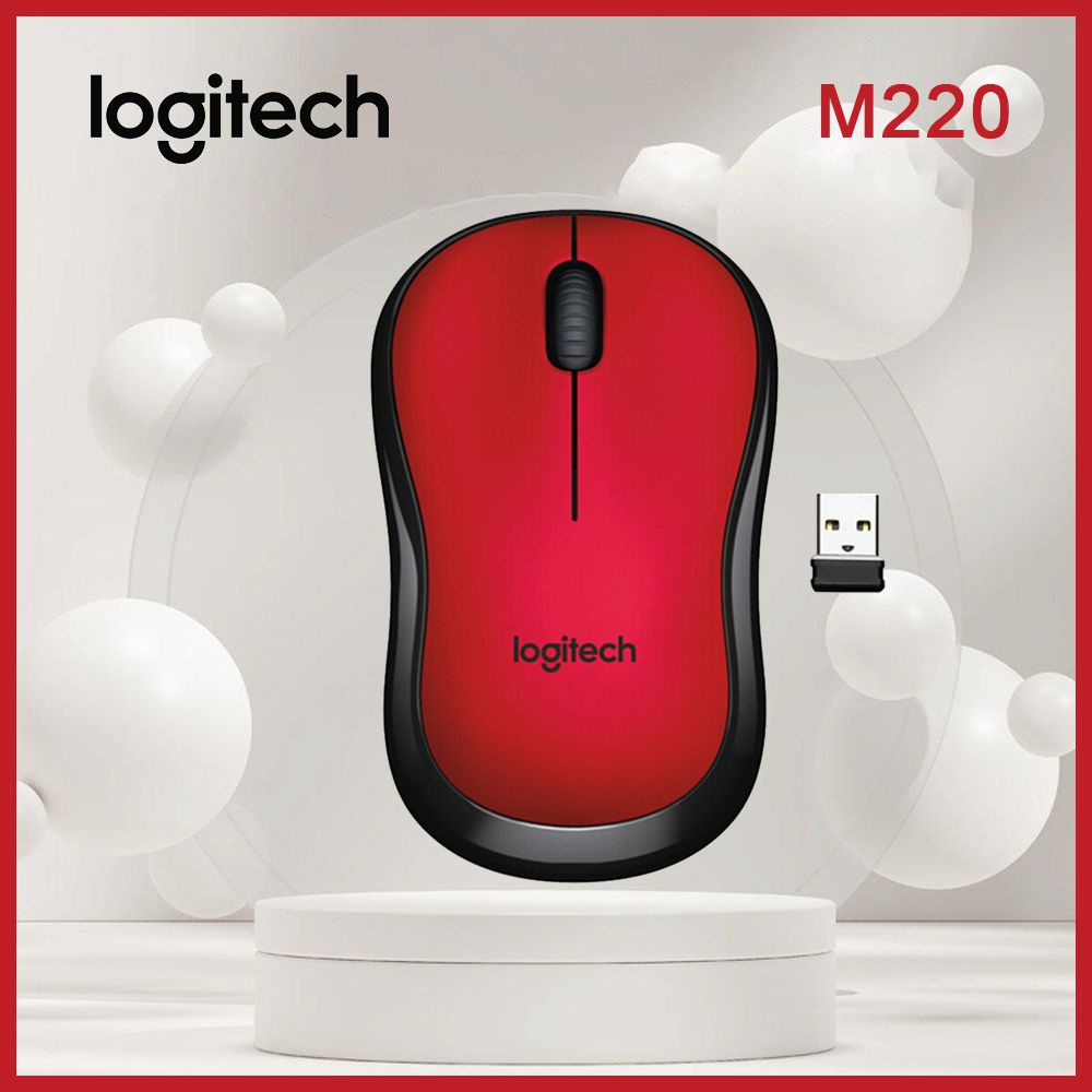 Logitech Мышь беспроводная Logitech M220 Silent, красный #1