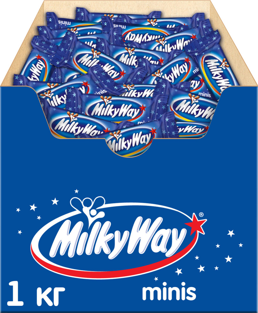 Конфеты шоколадные батончики Milky Way Minis, 1 кг / Молочный шоколад, нуга