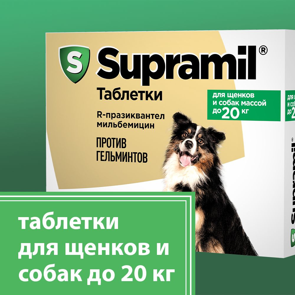 Supramil Таблетки от глистов для собак и щенков массой до 20 кг, 2 шт -  купить с доставкой по выгодным ценам в интернет-магазине OZON (242193553)