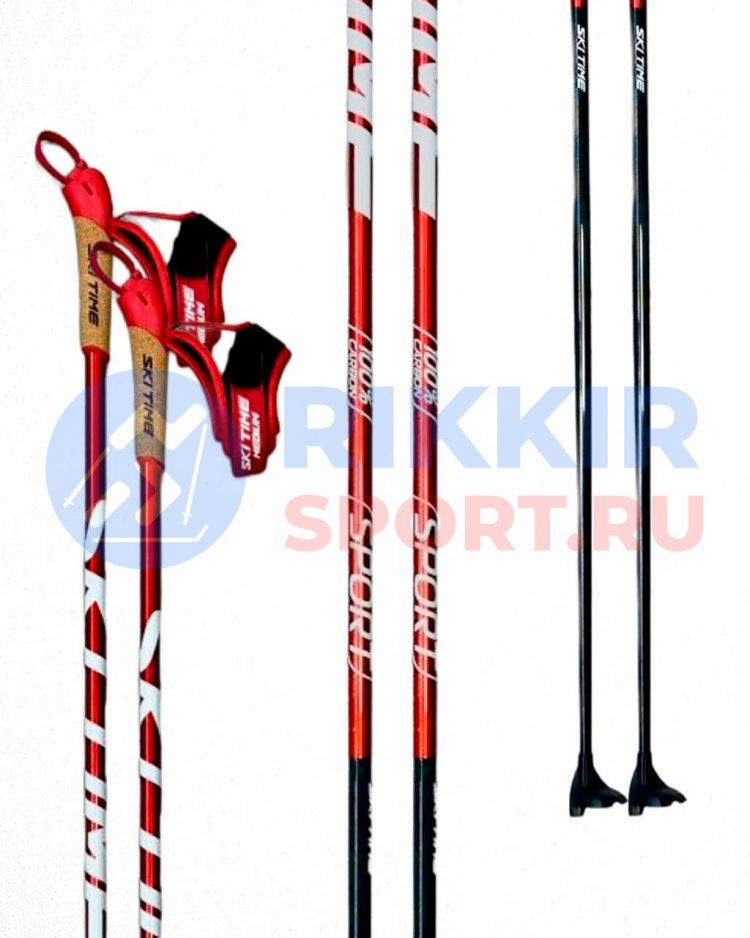 Лыжные палки SKI TIME SPORT 100% Carbon Red/Black, 162.5 #1