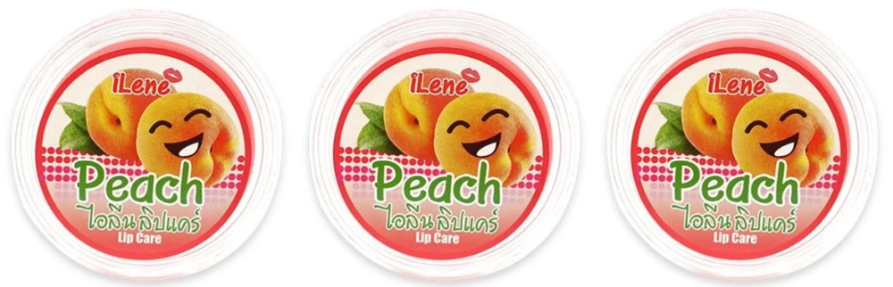 ILene Бальзам увлажняющий для губ Lip care Peach, Персик, 10 гр, 3 шт  #1