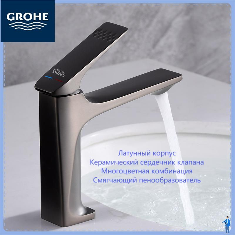 Смеситель для раковины в ванной, Grohe, смеситель для раковины, хром, материал латунь  #1