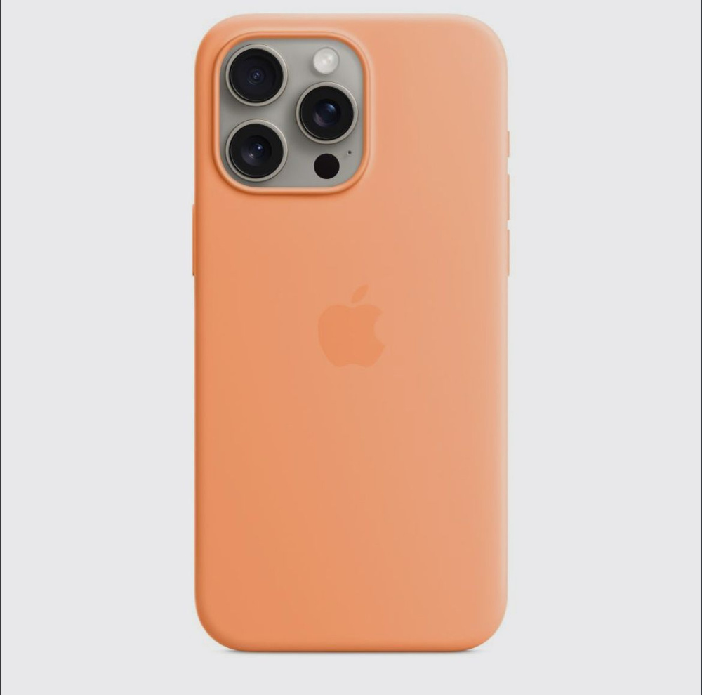 Чехол на iPhone 15 Pro Max Silicone Case с MagSafe и анимацией оранжевый (orange sorbet)  #1