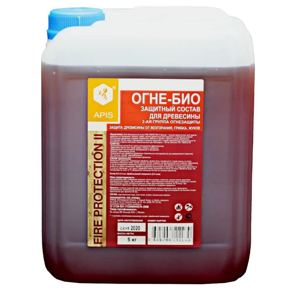 Огнебиозащитный состав для древесины Apis fire protection II (5 кг ...