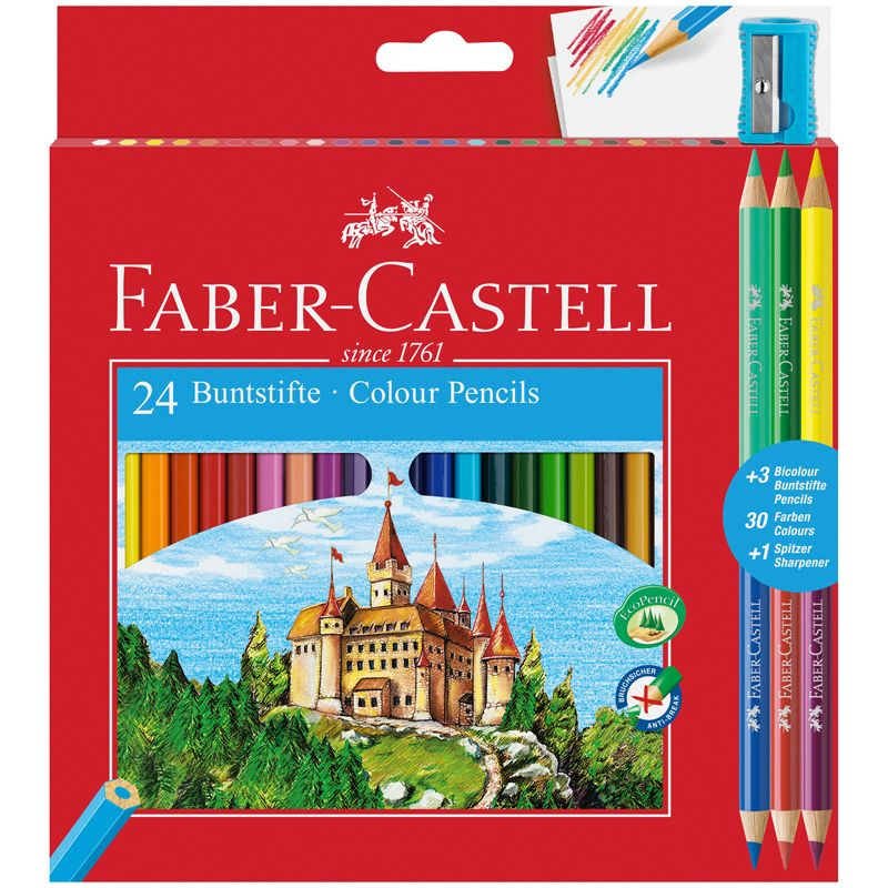Карандаши цветные для рисования Faber-Castel 27 шт, 30 цветов, точилка (110324) #1