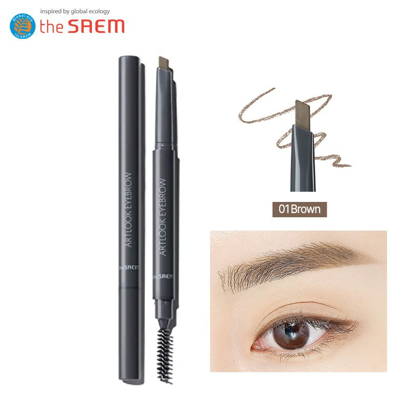 The Saem Saemmul Artlook Eyebrow ( 01 Brown ), Карандаш для бровей с щеточкой,Корейская косметика  #1