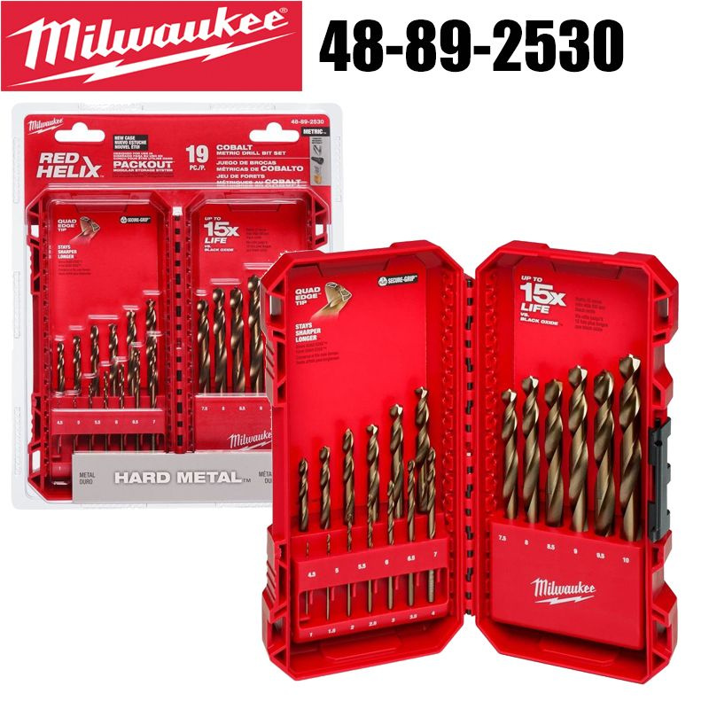 Milwaukee 48-89-2530 19 шт. набор метрических сверл из кобальта, упаковка 1-10 мм, твердосплавные спиральные #1