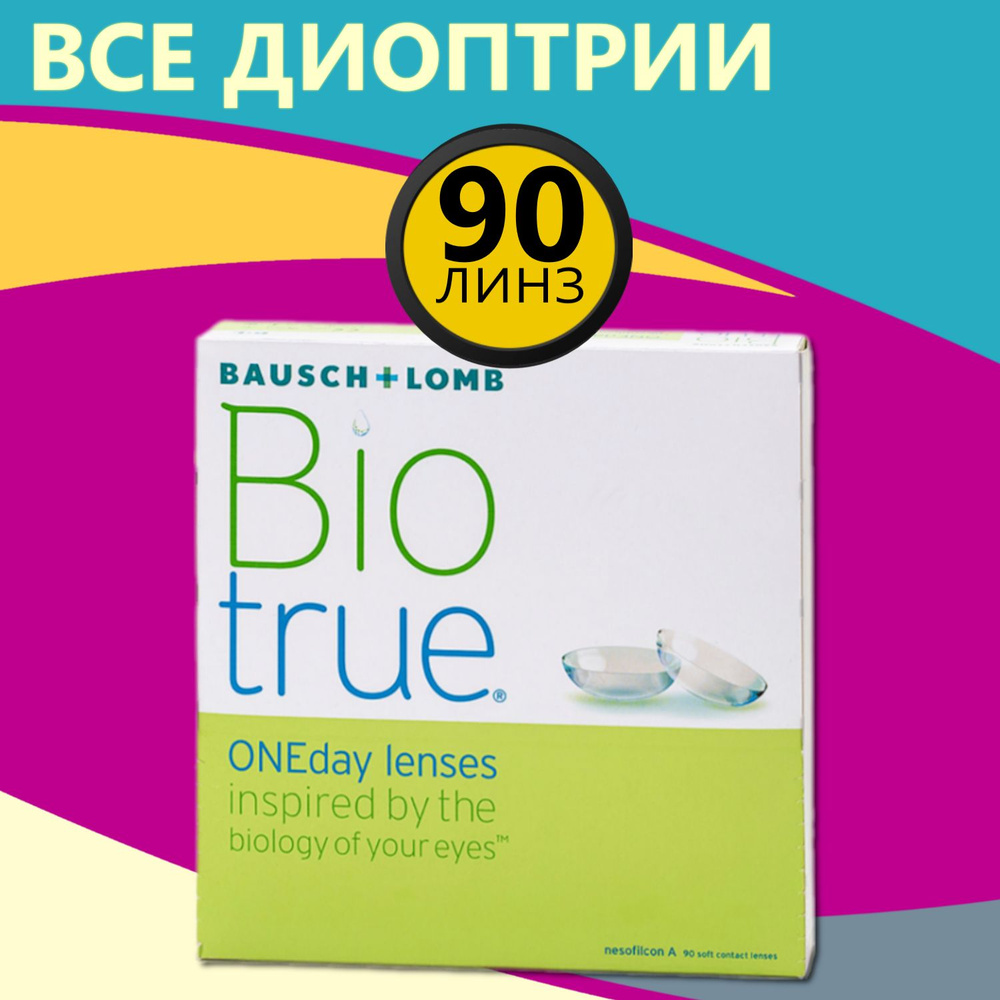 Контактные линзы для глаз однодневные BioTrue OneDay 90 шт / 8.6 / -3.25  #1