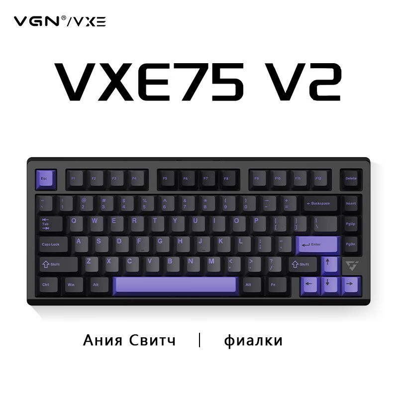 VXE Игровая клавиатура беспроводная VXE75 V2, Английская раскладка, черный  #1