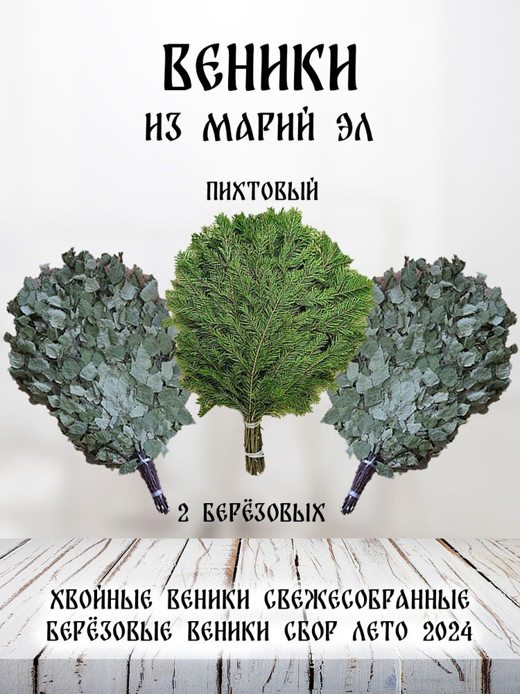 Береза Веник для бани Березовый, Пихтовый, 3 шт.  #1