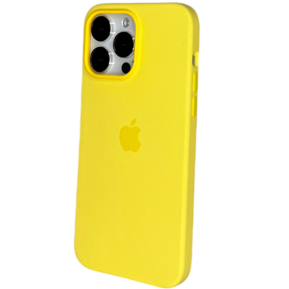 Silicone Case для Iphone 14 PRO, Оригинальный Силиконовый Чехол с MagSafe, с анимацией (NFС), цвет Желтый #1