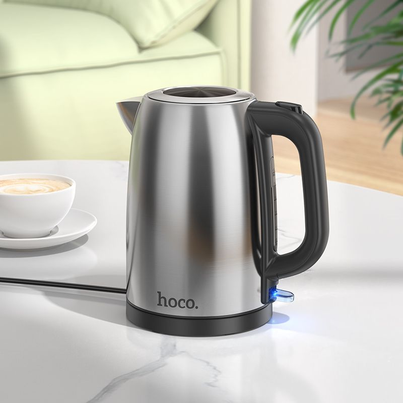 Электрический чайник HOCO HE12 Electric Kettle, 1.7 литра, 1850-2200W, стальной  #1