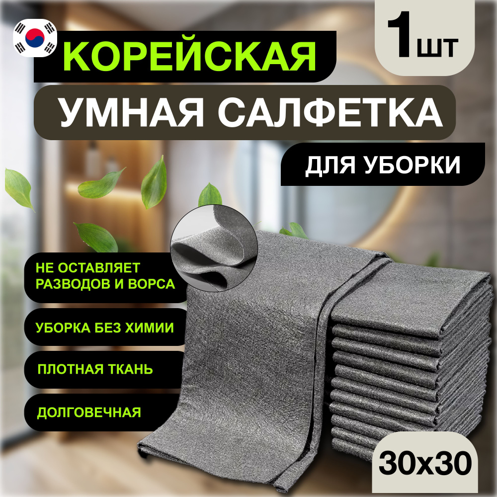 Салфетка тряпка для стекол и зеркал 30x30 см, для мытья окон, уборка без разводов, тряпки для уборки #1