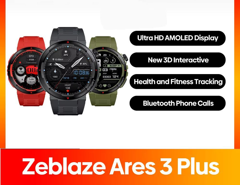 ZEBLAZE Умные часы Zeblaze Ares 3 Plus, 36mm, Lava Black #1