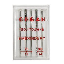 Иглы ORGAN №75, 90 вышивальные для бытовых швейных машин, 5 шт в уп. #1