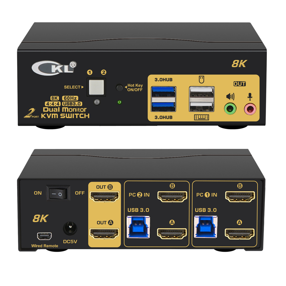 CKL 8K HDMI 2.1 KVM-переключатель (2 компьютера 2 монитора) купить на ...