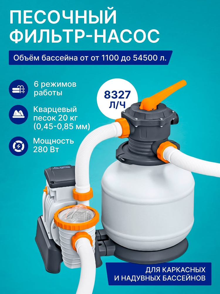 Песочный фильтр - насос Bestway 58499 для бассейна, 8327 л/ч. #1