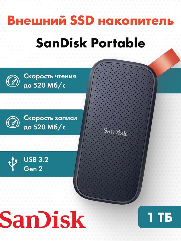 Внешний диск SanDisk Portable SSD 1TB USB 3.2 Gen 2 (SDSSDE30-1T00