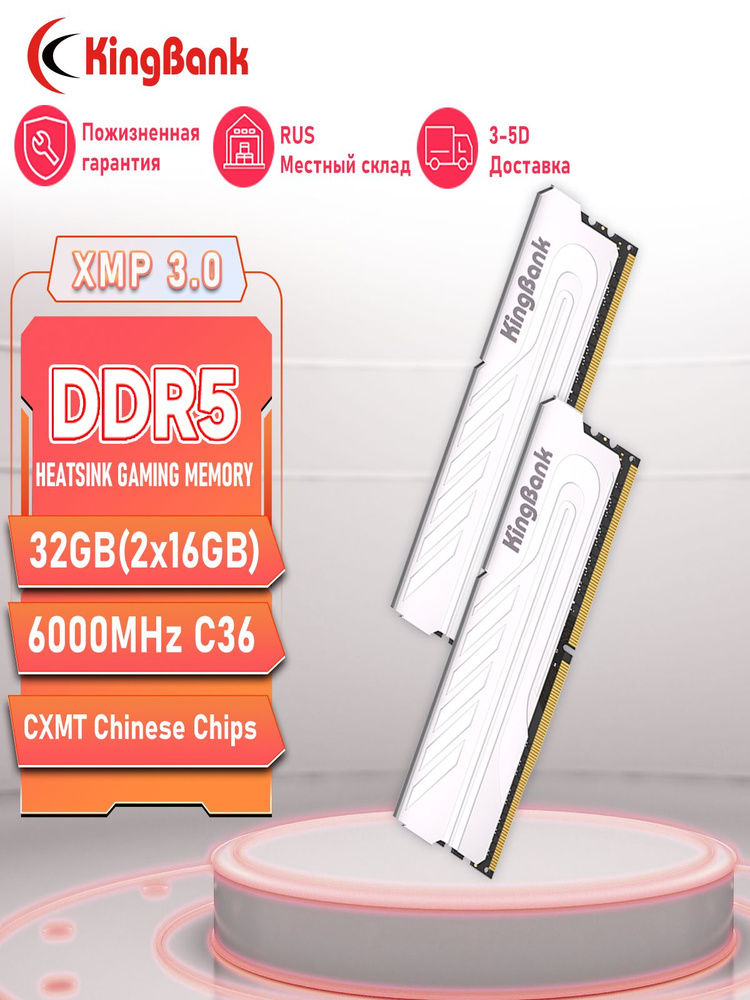 Модуль оперативной памяти KingBank 16 ГБ DDR5 PC48800 6000 MHz CL