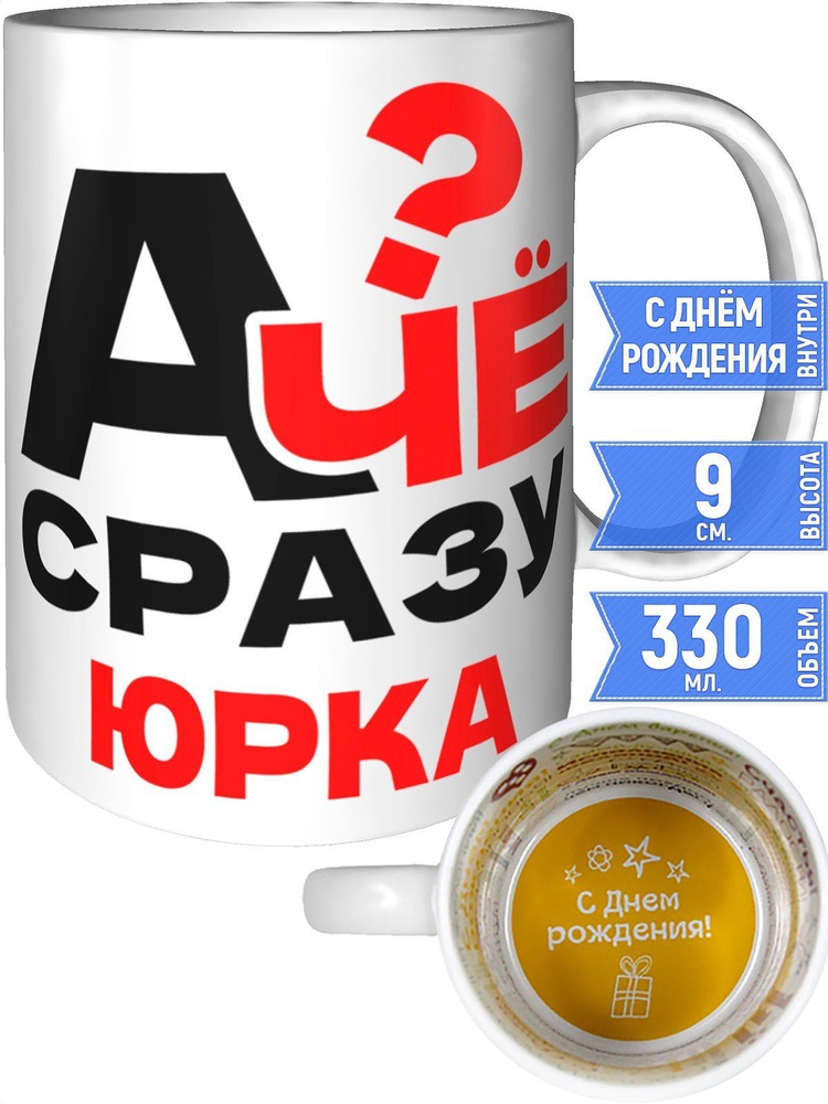 Кружка А чё сразу Юрка? - с днём рождения внутри #1