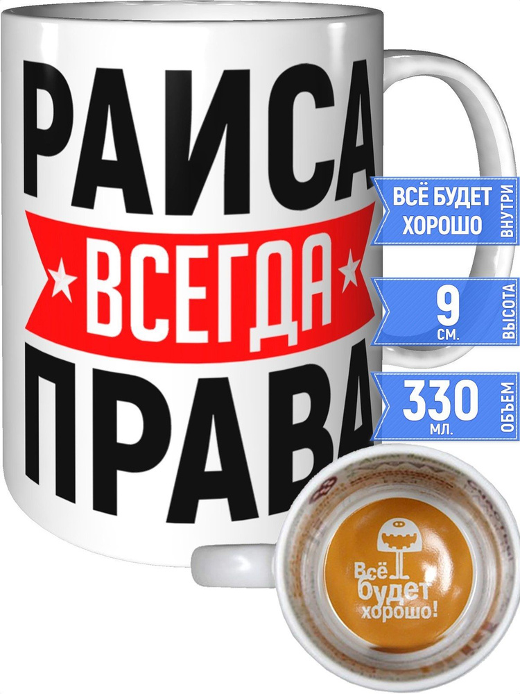 Кружка Раиса всегда права - всё будет хорошо внутри #1
