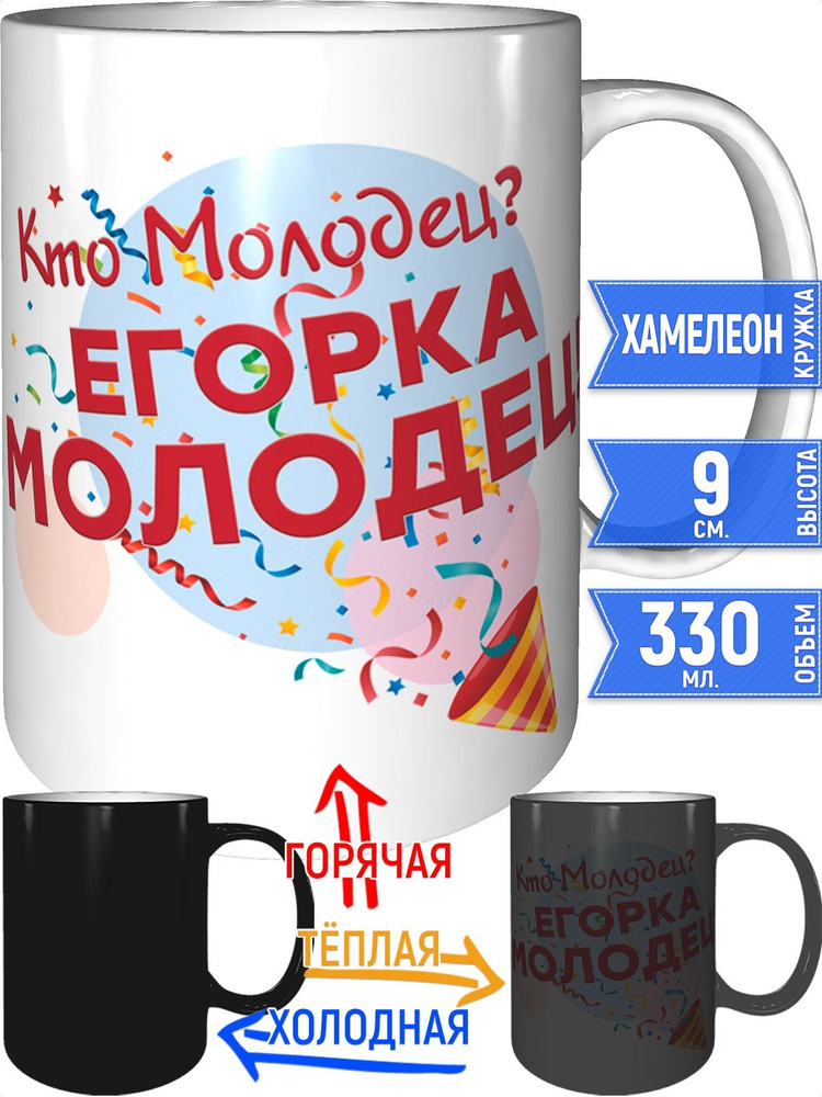 Кружка кто молодец? Егорка молодец! - хамелеон #1