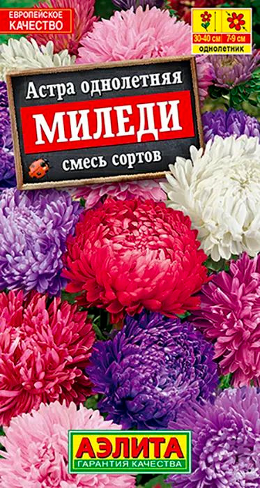 Семена Астра Миледи, смесь (0,2г). Компактные астры 30-40 см для горшков и бордюров. Густомахровые соцветия #1