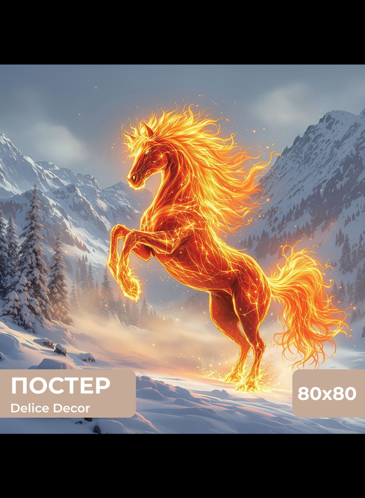 Постер DeliceDecor огненный конь 80х80 #1